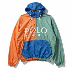 Polo Ralph Lauren 1992 Colorblock Windbreaker Jacket XL Vintage Nylon Shell